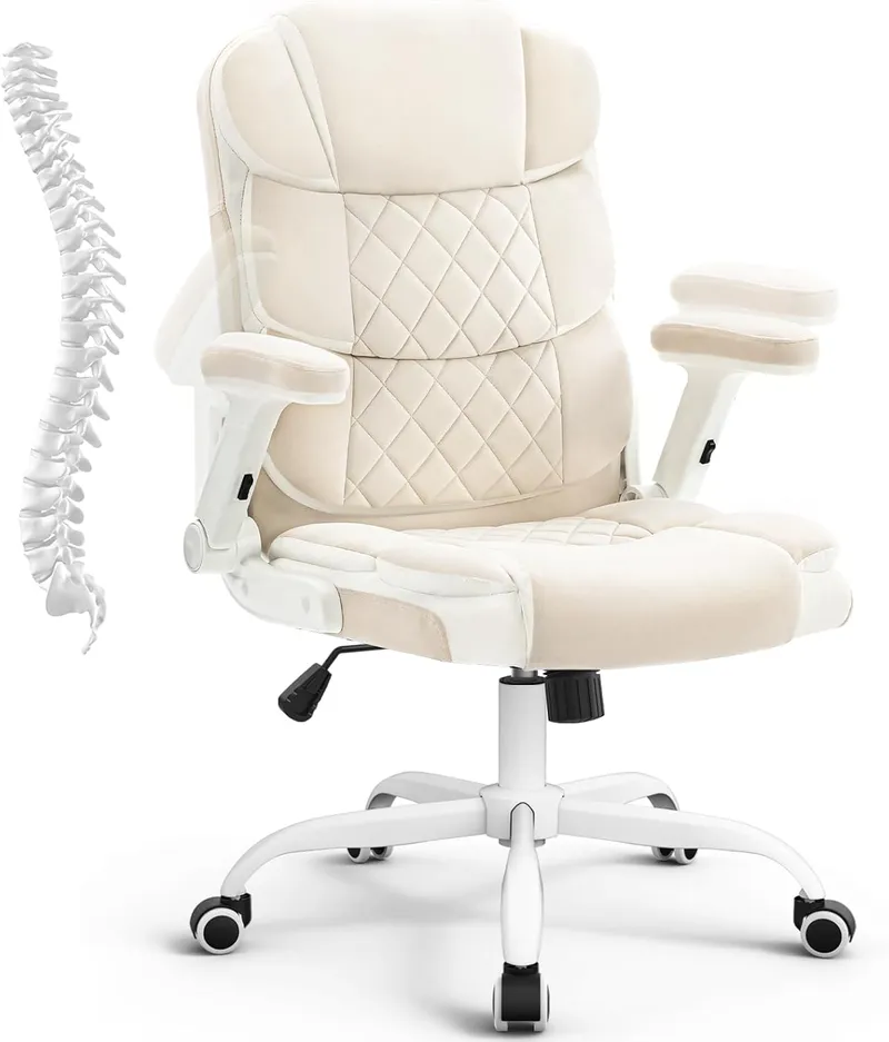 SEATZONE Home Office Desk Chairs with Wheels and Flip-up Armrests
