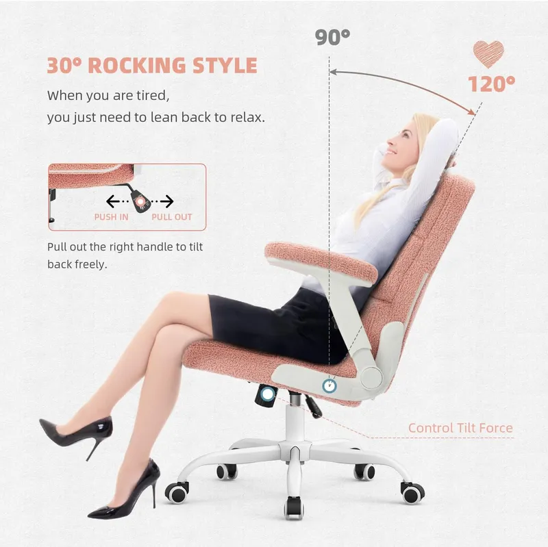 SEATZONE Pink Office Chair Ergonomic Computer Desk Chair with Wheels